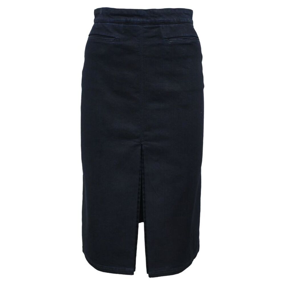 Stella Mccartney Midi Front Slit Pencil Skirt in Blue Cotton Denim